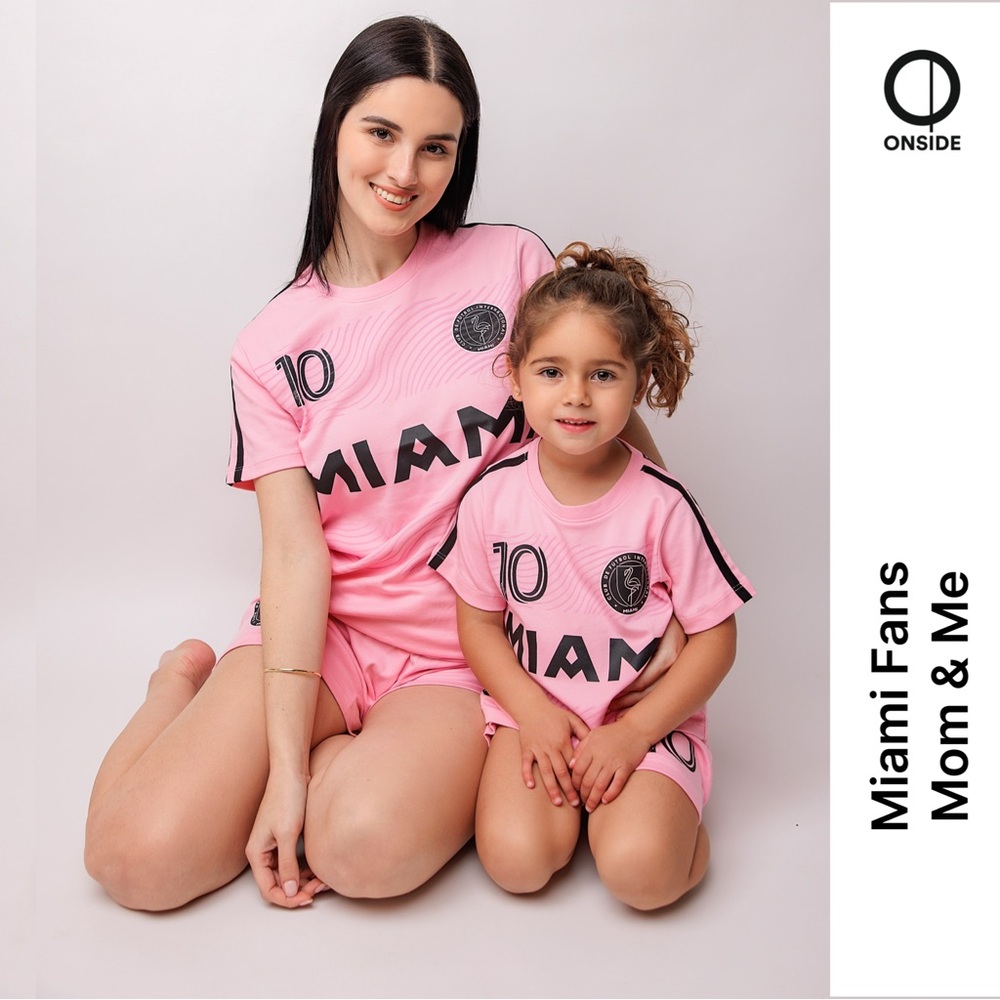 $94 ONSIDE Unisex Women Men Kids Soccer Team Miami Pajama Set Pink